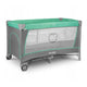Patut pliant, Lionelo, Flower, Cu doua nivele, Cu arcada, Geanta transport, Masuta de infasat, Bara cu jucarii, Fereastra laterala, 120x60 cm, Conform cu standardele europeane de securitate EN 716 si EN12221, Turcoaz