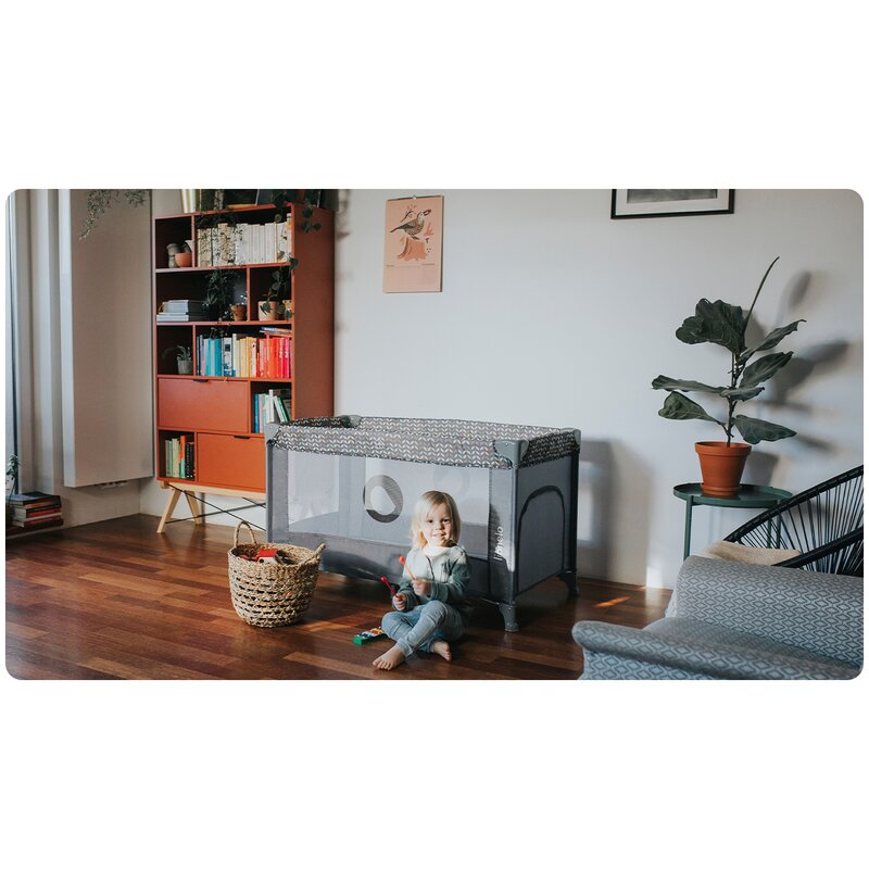 Patut pliant, Lionelo, Stefi, Cu un nivel, Cu intrare laterala cu fermoar, 2 roti, 120x60 cm, Conform cu standardul european de securitate EN 716, Roz Ombre - gogobaby.ro