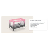 Patut pliant, Lionelo, Stefi, Cu un nivel, Cu intrare laterala cu fermoar, 2 roti, 120x60 cm, Conform cu standardul european de securitate EN 716, Roz Ombre