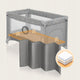 Patut pliant, Lionelo, Stefi, Cu un nivel, Cu intrare laterala cu fermoar, 2 roti, 120x60 cm, Conform cu standardul european de securitate EN 716, Grey