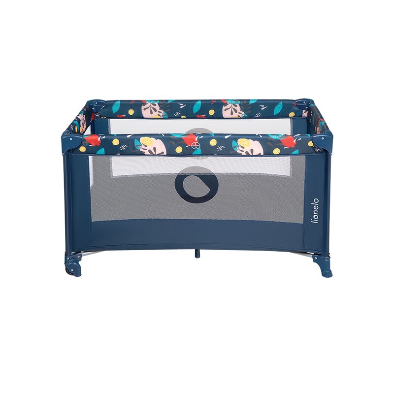 Patut pliant, Lionelo, Stefi, Cu un nivel, Cu intrare laterala cu fermoar, 2 roti, 120x60 cm, Conform cu standardul european de securitate EN 716, Blue Navy