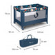Patut pliant, Lionelo, Stefi, Cu un nivel, Cu intrare laterala cu fermoar, 2 roti, 120x60 cm, Conform cu standardul european de securitate EN 716, Blue Navy