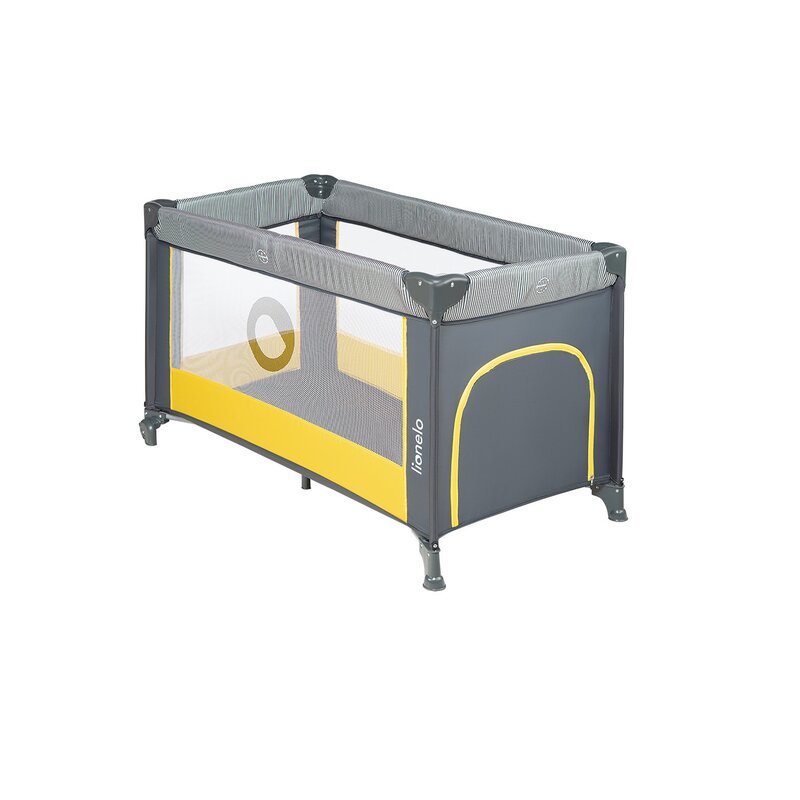 Patut pliant, Lionelo, Stefi, Cu un nivel, Cu intrare laterala cu fermoar, 2 roti, 120x60 cm, Conform cu standardul european de securitate EN 716, Yellow Lemon - gogobaby.ro