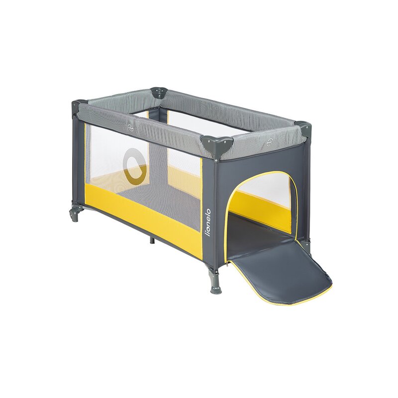 Patut pliant, Lionelo, Stefi, Cu un nivel, Cu intrare laterala cu fermoar, 2 roti, 120x60 cm, Conform cu standardul european de securitate EN 716, Yellow Lemon - gogobaby.ro