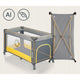 Patut pliant, Lionelo, Stefi, Cu un nivel, Cu intrare laterala cu fermoar, 2 roti, 120x60 cm, Conform cu standardul european de securitate EN 716, Yellow Lemon