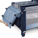 Patut pliant, Lionelo, Sven Plus, 120x60 cm, Cu doua nivele, Cu arcada jucarii, masuta de infasat, vibratii, melodii, conform cu standardele europeane de securitate EN716 si EN12221, Blue Navy