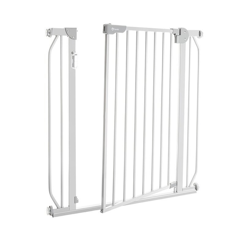 Poarta de siguranta, Lionelo, Truus Slim Led, Prin presiune, Cu lumina Led cu senzor, 105 cm, Conform cu standardul european de securitate EN1930, Gri