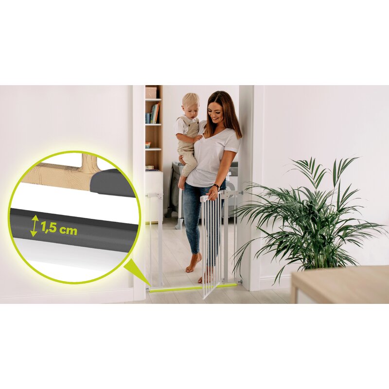 Poarta de siguranta, Lionelo, Truus Slim, Prin presiune, 105 cm, Conform cu standardul europeane de securitate EN1930, Gri/Natur - gogobaby.ro