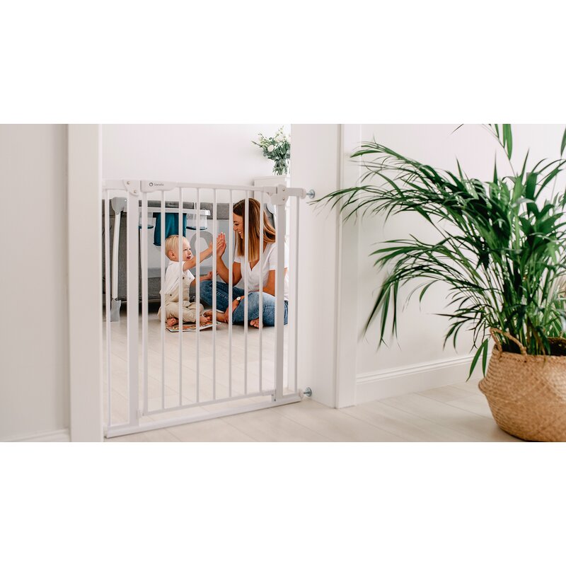 Poarta de siguranta, Lionelo, Truus Slim, Prin presiune, 105 cm, Conform cu standardul europeane de securitate EN1930, Gri/Natur - gogobaby.ro