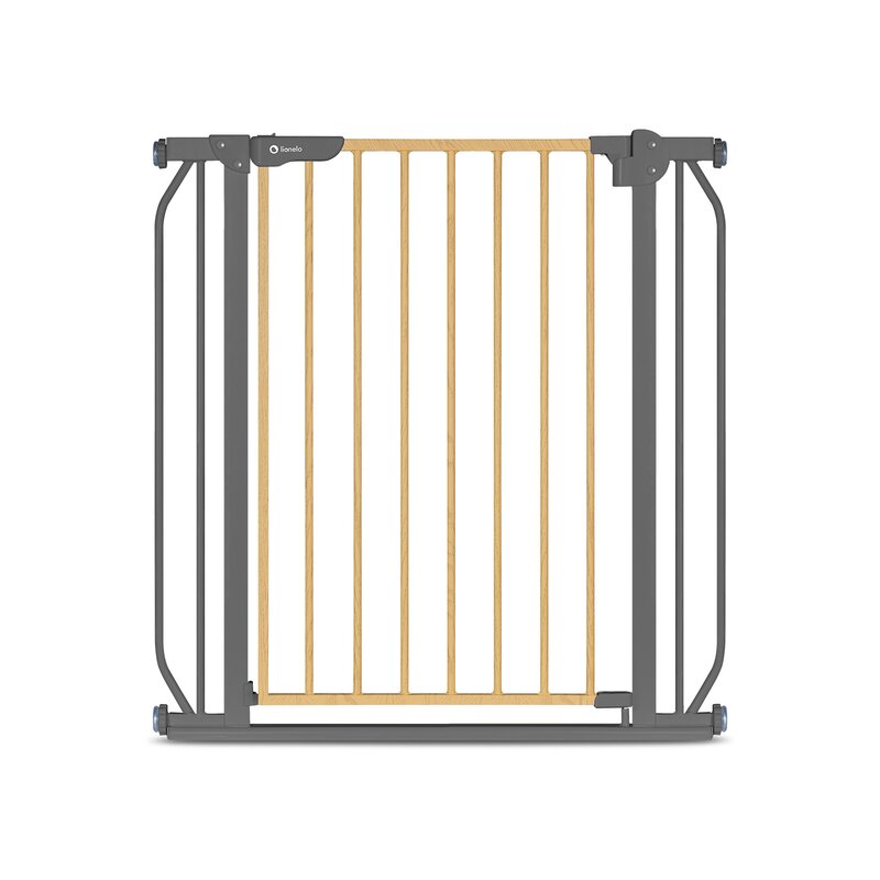 Poarta de siguranta, Lionelo, Truus Slim, Prin presiune, 105 cm, Conform cu standardul europeane de securitate EN1930, Gri/Natur - gogobaby.ro