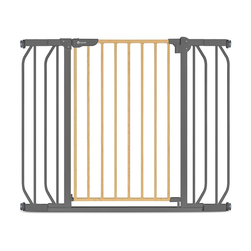 Poarta de siguranta, Lionelo, Truus Slim, Prin presiune, 105 cm, Conform cu standardul europeane de securitate EN1930, Gri/Natur - gogobaby.ro