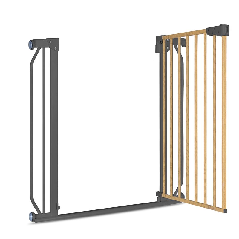 Poarta de siguranta, Lionelo, Truus Slim, Prin presiune, 105 cm, Conform cu standardul europeane de securitate EN1930, Gri/Natur - gogobaby.ro