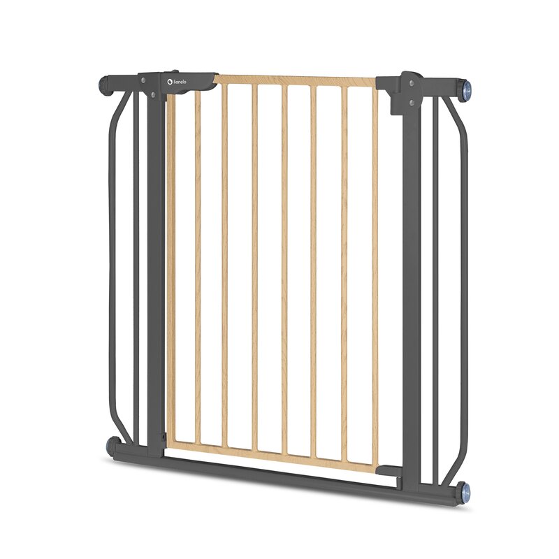 Poarta de siguranta, Lionelo, Truus Slim, Prin presiune, 105 cm, Conform cu standardul europeane de securitate EN1930, Gri/Natur - gogobaby.ro