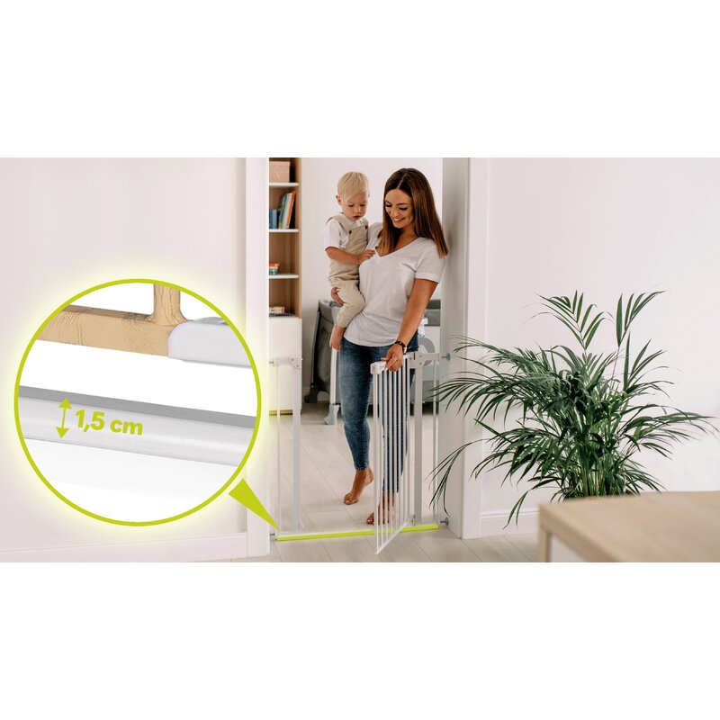 Poarta de siguranta, Lionelo, Truus Slim, Prin presiune, 105 cm, Conform cu standardul europeane de securitate EN1930, Gri/Natur