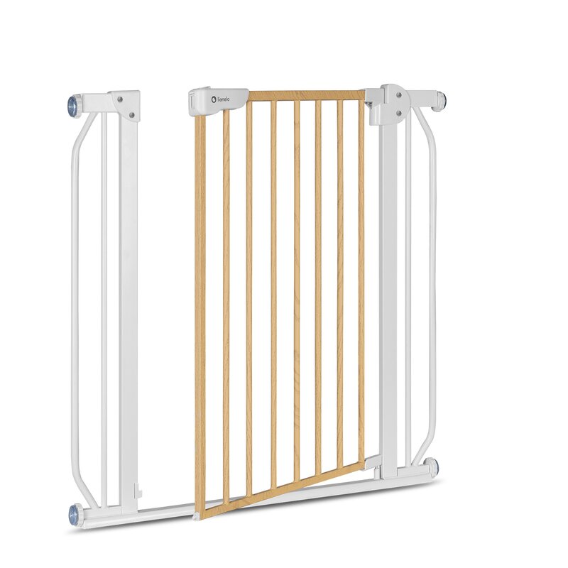 Poarta de siguranta, Lionelo, Truus Slim, Prin presiune, 105 cm, Conform cu standardul europeane de securitate EN1930, Gri/Natur - gogobaby.ro