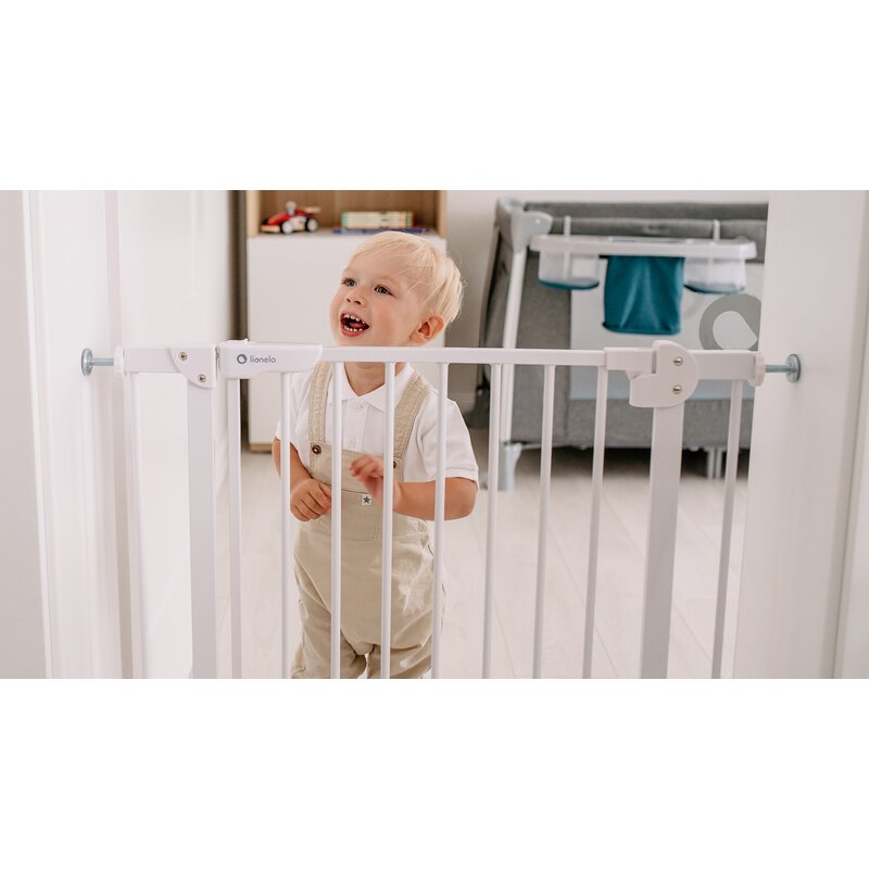 Poarta de siguranta, Lionelo, Truus Slim, Prin presiune, 105 cm, Conform cu standardul europeane de securitate EN1930, Negru/Natur - gogobaby.ro