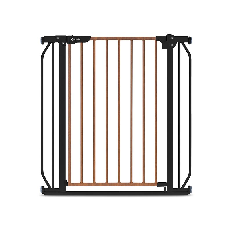 Poarta de siguranta, Lionelo, Truus Slim, Prin presiune, 105 cm, Conform cu standardul europeane de securitate EN1930, Negru/Natur