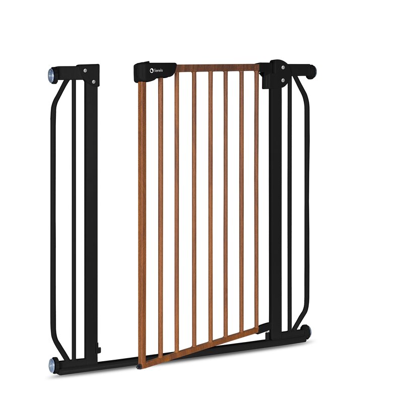 Poarta de siguranta, Lionelo, Truus Slim, Prin presiune, 105 cm, Conform cu standardul europeane de securitate EN1930, Negru/Natur