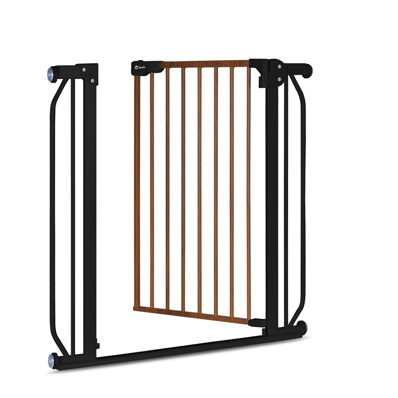 Poarta de siguranta, Lionelo, Truus Slim, Prin presiune, 105 cm, Conform cu standardul europeane de securitate EN1930, Negru/Natur