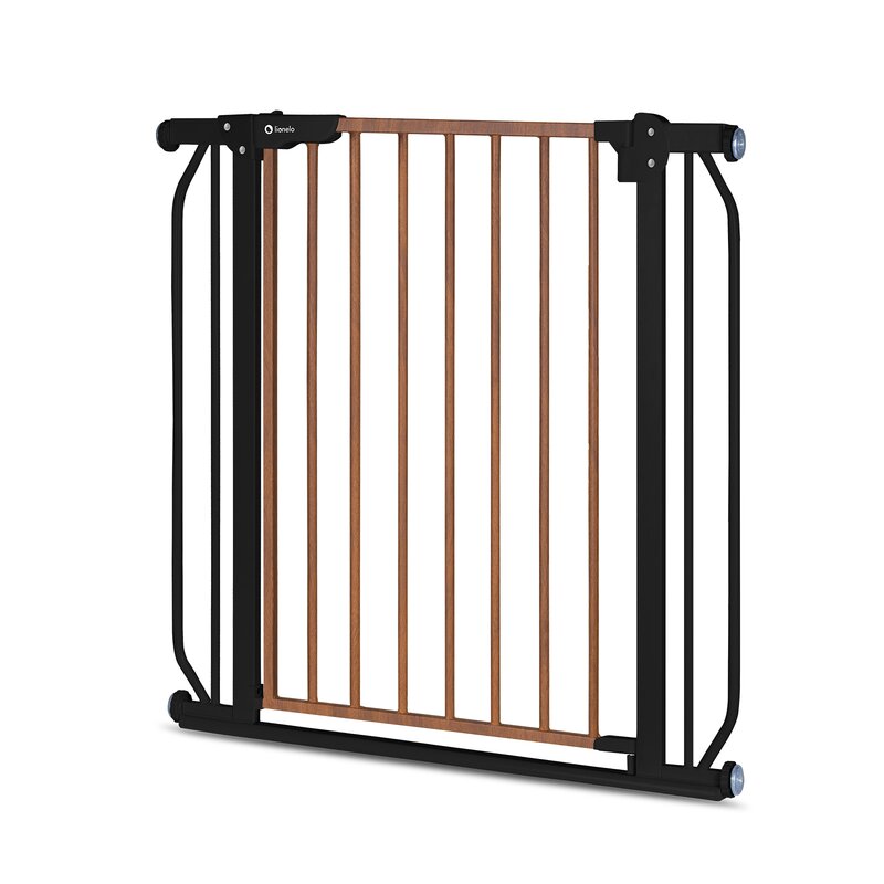 Poarta de siguranta, Lionelo, Truus Slim, Prin presiune, 105 cm, Conform cu standardul europeane de securitate EN1930, Negru/Natur