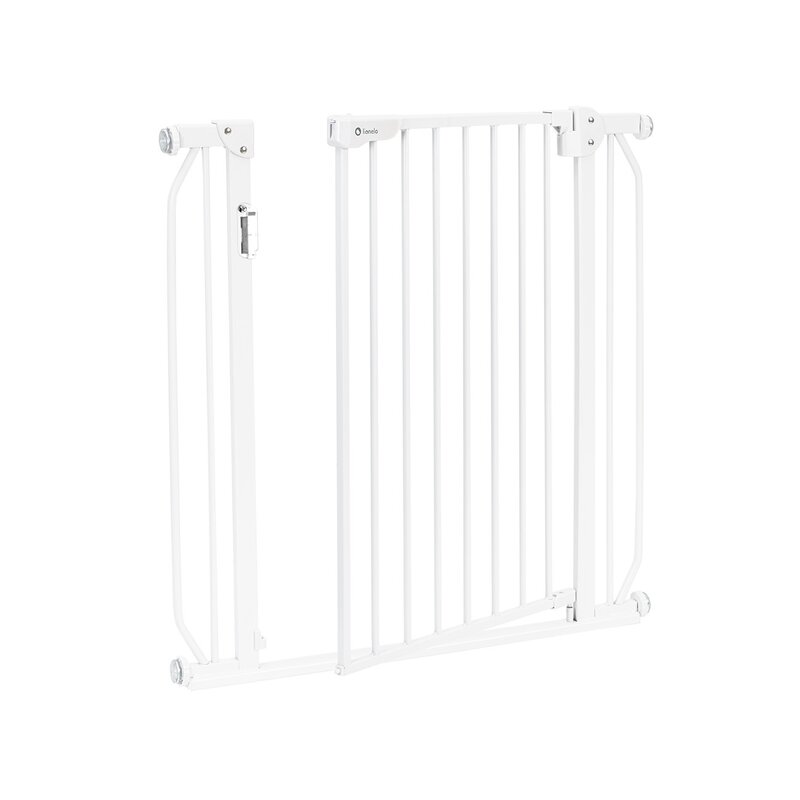 Poarta de siguranta, Lionelo, Truus Slim Led, Prin presiune, Cu lumina Led cu senzor, 105 cm, Conform cu standardul european de securitate EN1930, Alb - gogobaby.ro