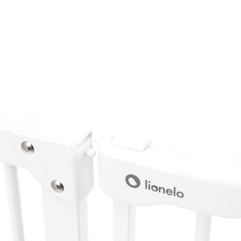 Poarta de siguranta, Lionelo, Truus Slim Led, Prin presiune, Cu lumina Led cu senzor, 105 cm, Conform cu standardul european de securitate EN1930, Alb - gogobaby.ro