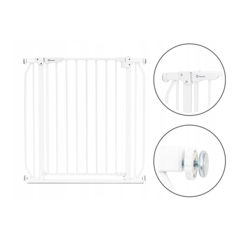 Poarta de siguranta, Lionelo, Truus Slim, Prin presiune, 105 cm, Conform cu standardul europeane de securitate EN1930, Alb - gogobaby.ro