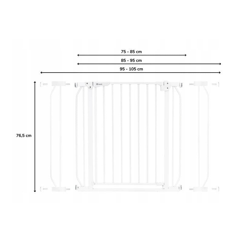 Poarta de siguranta, Lionelo, Truus Slim, Prin presiune, 105 cm, Conform cu standardul europeane de securitate EN1930, Alb