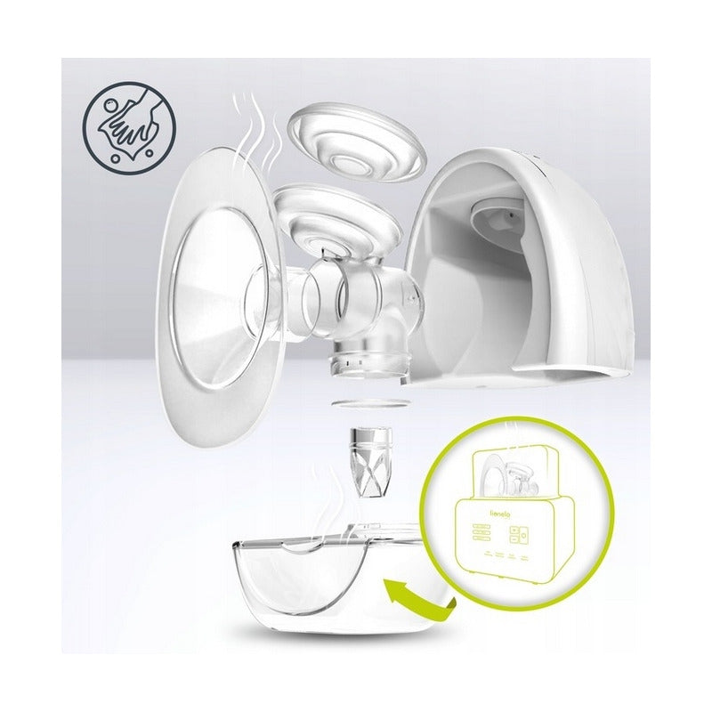 Pompa de san, Lionelo, Fidi, Portabila, Cu accesorii, Hands-free, 5 functii de masaj, Autonomie pana la 24 h, 50 db, Capacitate 150 ml, Alb