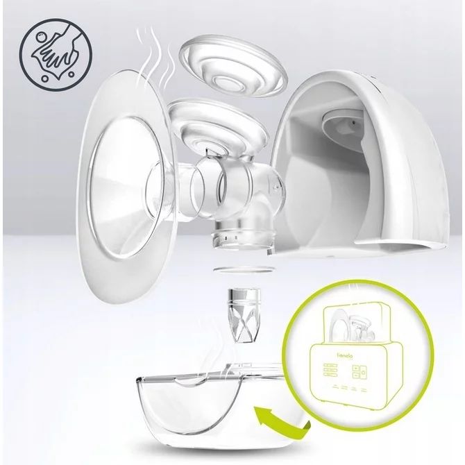 Pompa de san, Lionelo, Fidi, Portabila, Cu accesorii, Hands-free, 5 functii de masaj, Autonomie pana la 24 h, 50 db, Capacitate 150 ml, Alb