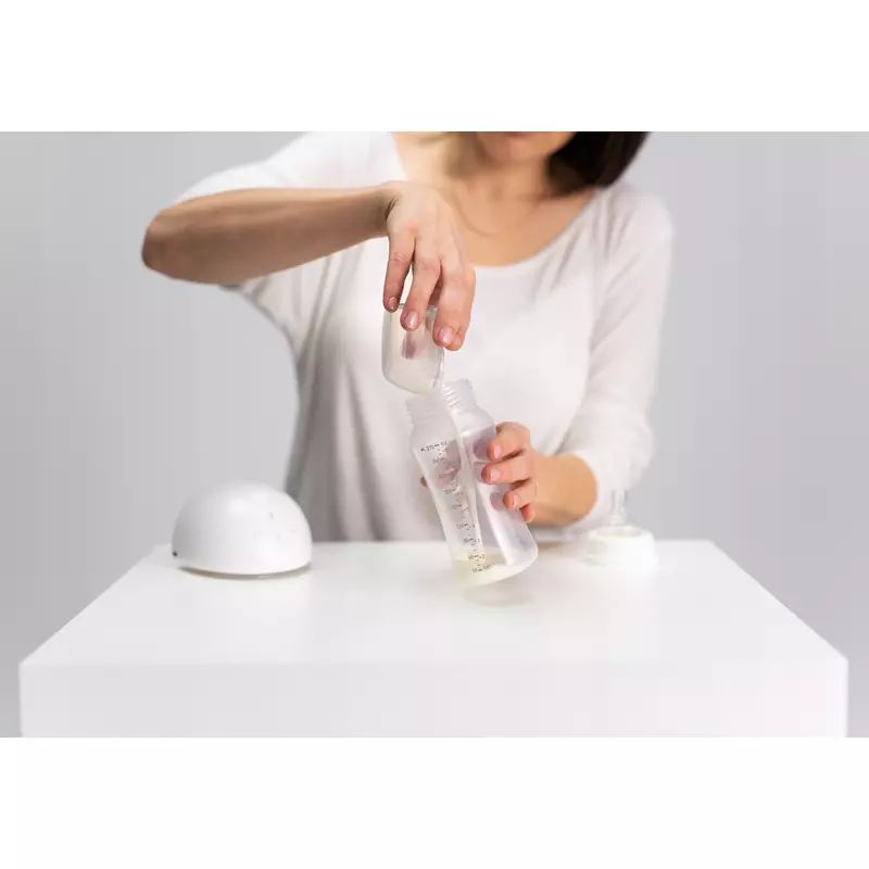 Pompa de san, Lionelo, Fidi, Portabila, Cu accesorii, Hands-free, 5 functii de masaj, Autonomie pana la 24 h, 50 db, Capacitate 150 ml, Alb