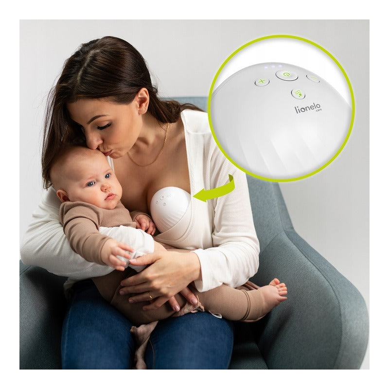 Pompa de san, Lionelo, Fidi, Portabila, Cu accesorii, Hands-free, 5 functii de masaj, Autonomie pana la 24 h, 50 db, Capacitate 150 ml, Alb