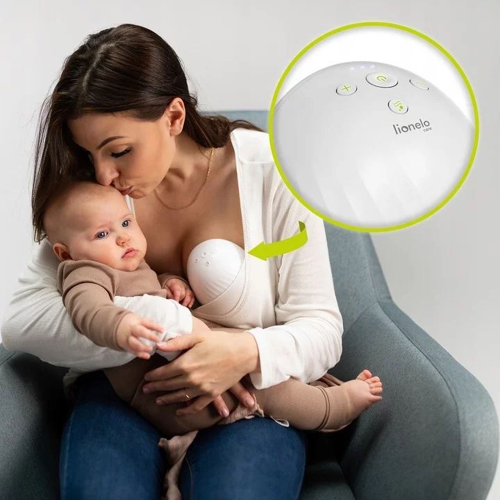 Pompa de san, Lionelo, Fidi, Portabila, Cu accesorii, Hands-free, 5 functii de masaj, Autonomie pana la 24 h, 50 db, Capacitate 150 ml, Alb