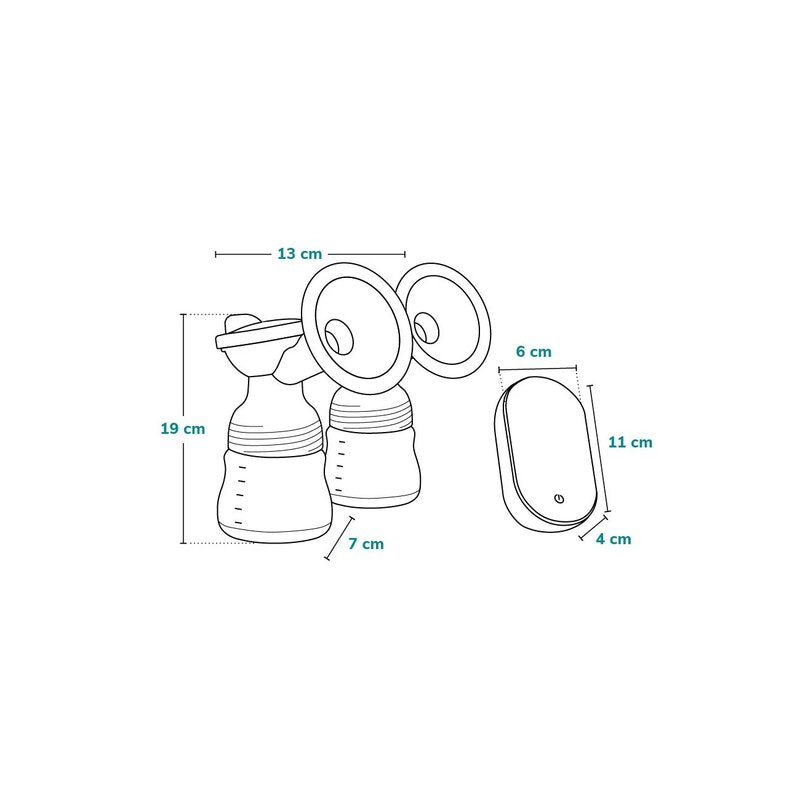 Pompa dubla de san, Lionelo, Electrica, Cu 9 nivele de aspiratie, 5 moduri de masaj, Afisaj LED, Imita suptul natural al copilului, Functionare pana la 90 min, Silentioasa, Fara BPA, Include 2 recipiente de 150 ml si 2 pungi, Cablu USB, Husa, Alb/Gri