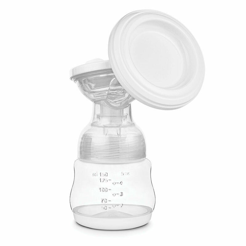 Pompa dubla de san, Lionelo, Electrica, Cu 9 nivele de aspiratie, 5 moduri de masaj, Afisaj LED, Imita suptul natural al copilului, Functionare pana la 90 min, Silentioasa, Fara BPA, Include 2 recipiente de 150 ml si 2 pungi, Cablu USB, Husa, Alb/Gri - gogobaby.ro