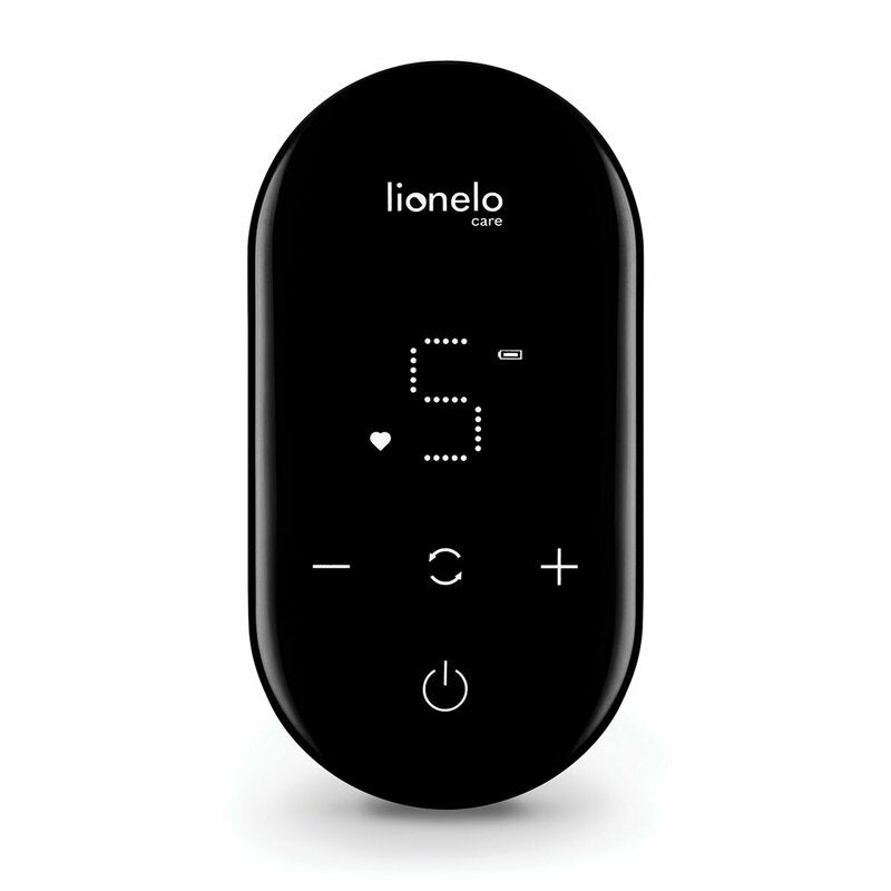 Pompa dubla de san, Lionelo, Electrica, Cu 9 nivele de aspiratie, 5 moduri de masaj, Afisaj LED, Imita suptul natural al copilului, Functionare pana la 90 min, Silentioasa, Fara BPA, Include 2 recipiente de 150 ml si 2 pungi, Cablu USB, Husa, Alb/Gri - gogobaby.ro