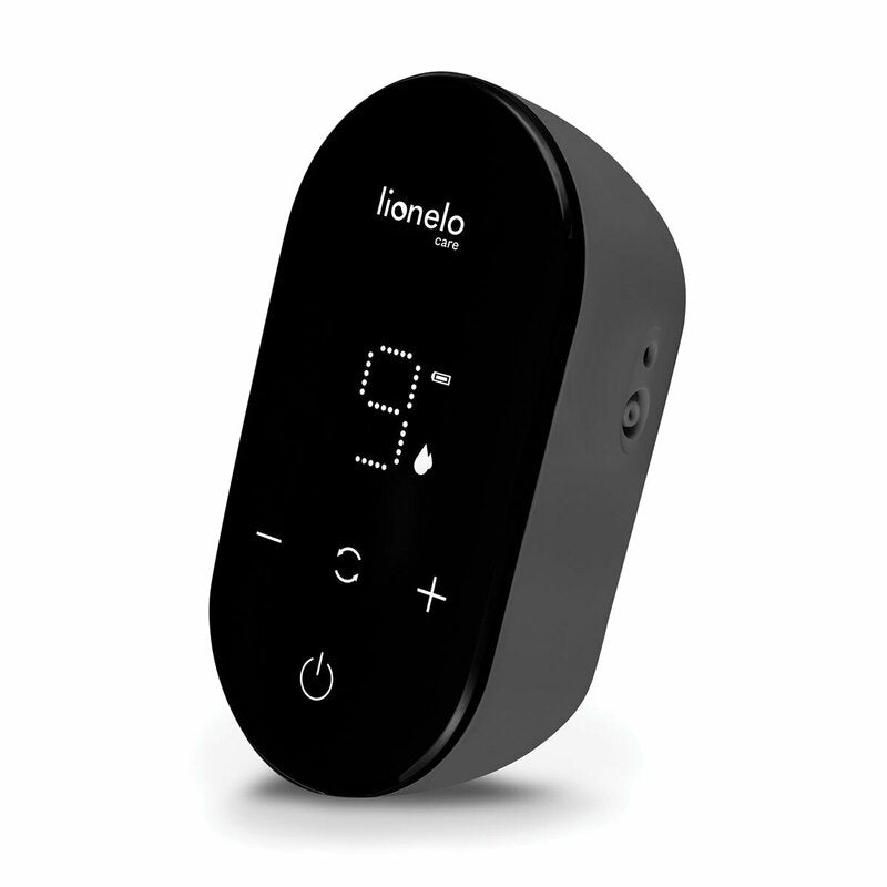 Pompa dubla de san, Lionelo, Electrica, Cu 9 nivele de aspiratie, 5 moduri de masaj, Afisaj LED, Imita suptul natural al copilului, Functionare pana la 90 min, Silentioasa, Fara BPA, Include 2 recipiente de 150 ml si 2 pungi, Cablu USB, Husa, Alb/Gri