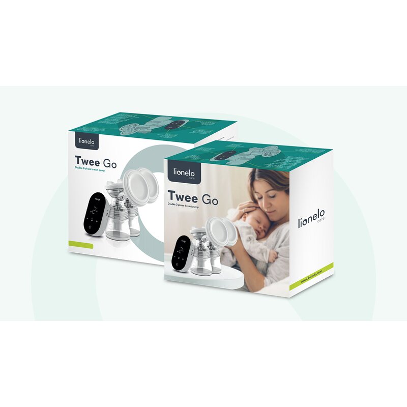 Pompa dubla de san, Lionelo, Electrica, Cu 9 nivele de aspiratie, 5 moduri de masaj, Afisaj LED, Imita suptul natural al copilului, Functionare pana la 90 min, Silentioasa, Fara BPA, Include 2 recipiente de 150 ml si 2 pungi, Cablu USB, Husa, Alb/Gri - gogobaby.ro