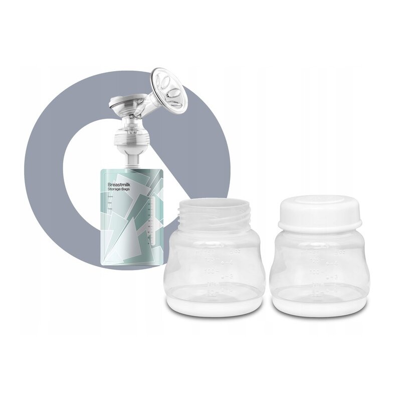 Pompa dubla de san, Lionelo, Electrica, Cu 9 nivele de aspiratie, 5 moduri de masaj, Afisaj LED, Imita suptul natural al copilului, Functionare pana la 90 min, Silentioasa, Fara BPA, Include 2 recipiente de 150 ml si 2 pungi, Cablu USB, Husa, Alb/Gri - gogobaby.ro