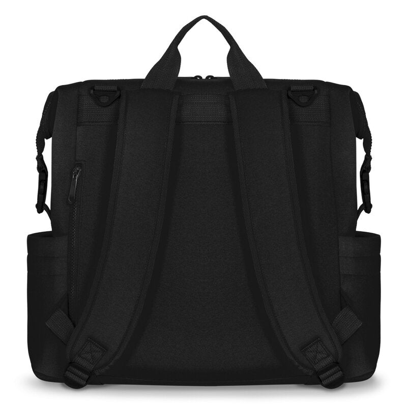 Rucsac impermeabil pentru mamici, Lionelo, Cube, Cu 12 compartimente si salteluta de schimbat, Cu prindere universala de carucior, 36 x 36 x 23 cm, Negru