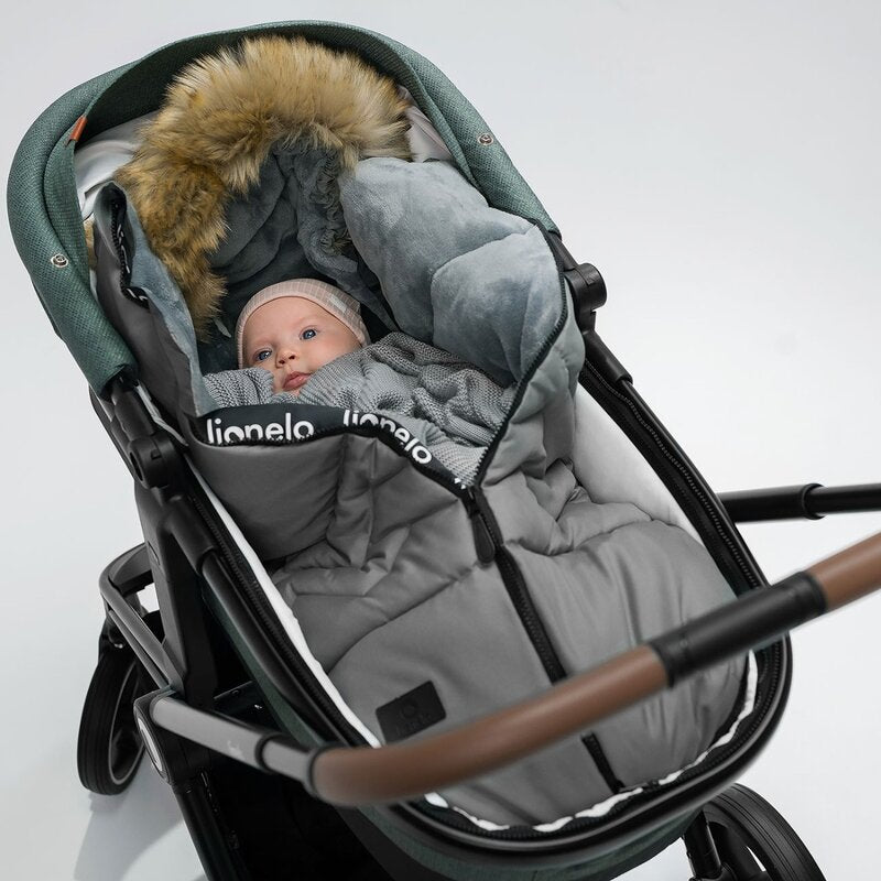 Sac de iarna, Lionelo, Frode, Pentru carucior, 90x45 cm, Impermeabil, Universal, Gri