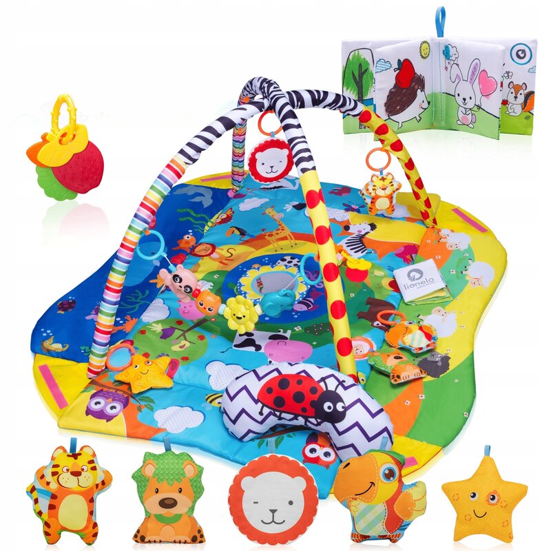 Salteluta interactiva, Lionelo, Anika, Cu jucarii, Oglinda, Perna, Conform cu standardul european de securitate EN71, Multicolor