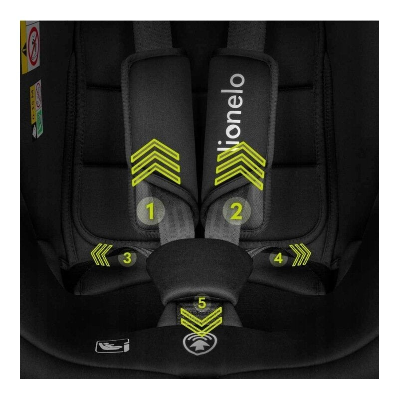 Scaun auto, Lionelo, Bastiaan i-Size, 4 in 1, Protectie laterala, Cu spatar inclinabil in 4 pozitii, Cu tetiera reglabila in 7 pozitii, Rotire 360 grade, Top Tether, 0-36 Kg, 40-150 cm, Cu Isofix, Conform cu ECE R129/03, Negru