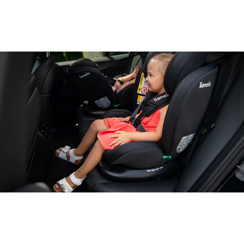 Scaun auto, Lionelo, Bastiaan i-Size, 4 in 1, Protectie laterala, Cu spatar inclinabil in 4 pozitii, Cu tetiera reglabila in 7 pozitii, Rotire 360 grade, Top Tether, 0-36 Kg, 40-150 cm, Cu Isofix, Conform cu ECE R129/03, Negru/Rosu