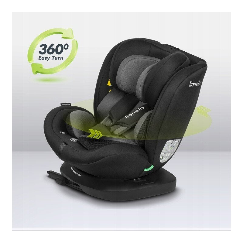 Scaun auto, Lionelo, Bastiaan i-Size, 4 in 1, Protectie laterala, Cu spatar inclinabil in 4 pozitii, Cu tetiera reglabila in 7 pozitii, Rotire 360 grade, Top Tether, 0-36 Kg, 40-150 cm, Cu Isofix, Conform cu ECE R129/03, Negru/Rosu