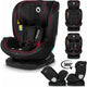 Scaun auto, Lionelo, Bastiaan i-Size, 4 in 1, Protectie laterala, Cu spatar inclinabil in 4 pozitii, Cu tetiera reglabila in 7 pozitii, Rotire 360 grade, Top Tether, 0-36 Kg, 40-150 cm, Cu Isofix, Conform cu ECE R129/03, Negru/Rosu