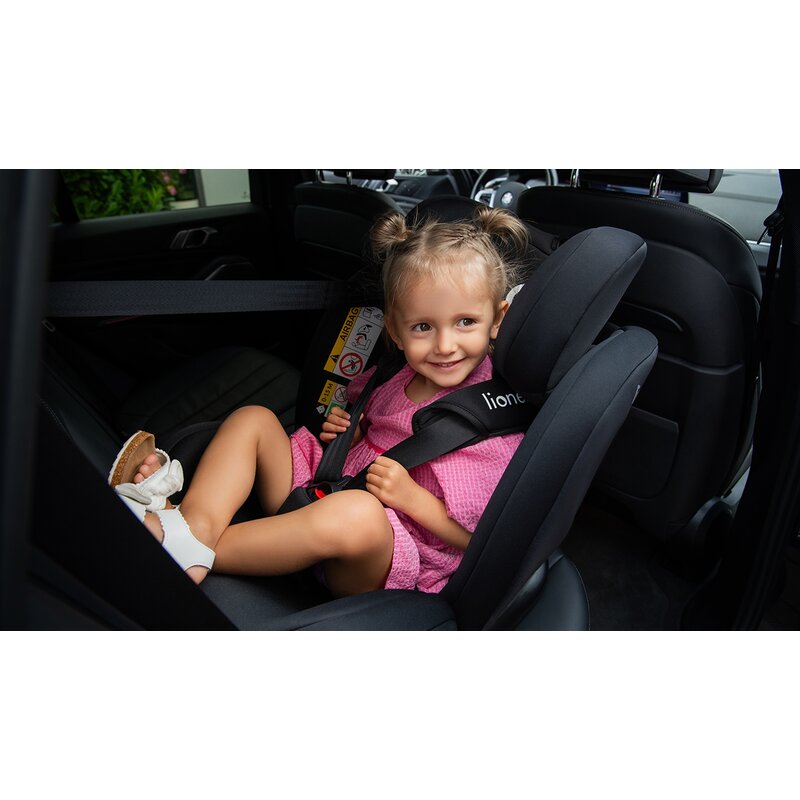 Scaun auto, Lionelo, Bastiaan i-Size, 4 in 1, Protectie laterala, Cu spatar inclinabil in 4 pozitii, Cu tetiera reglabila in 7 pozitii, Rotire 360 grade, Top Tether, 0-36 Kg, 40-150 cm, Cu Isofix, Conform cu ECE R129/03, Negru/Rosu
