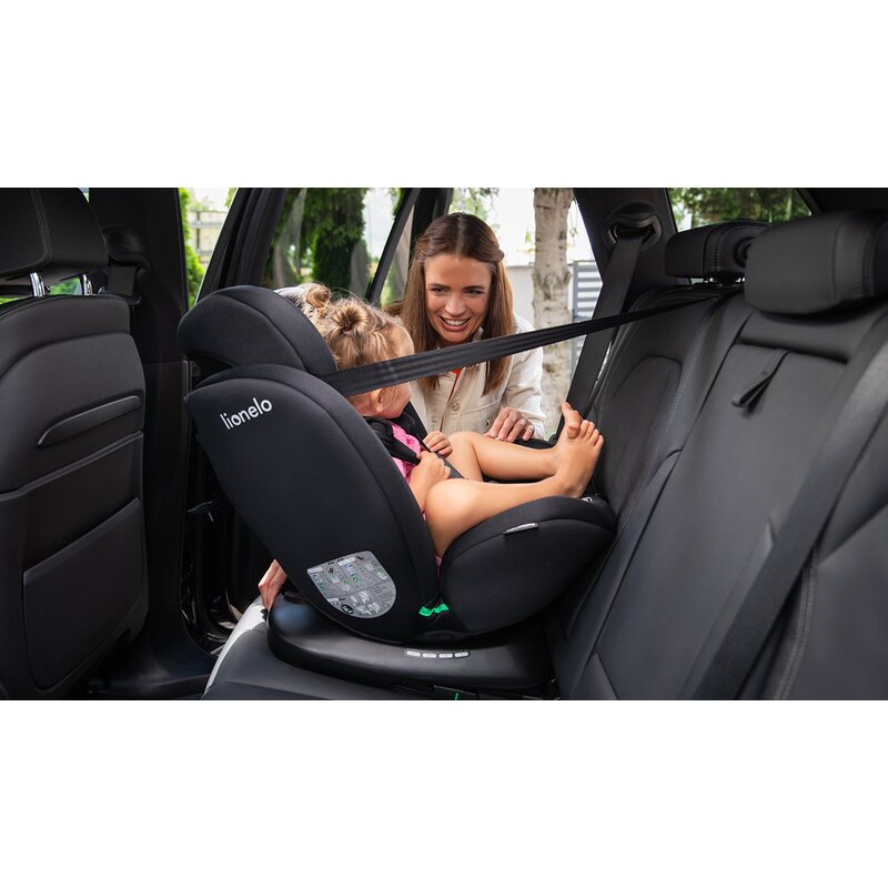 Scaun auto, Lionelo, Bastiaan i-Size, 4 in 1, Protectie laterala, Cu spatar inclinabil in 4 pozitii, Cu tetiera reglabila in 7 pozitii, Rotire 360 grade, Top Tether, 0-36 Kg, 40-150 cm, Cu Isofix, Conform cu ECE R129/03, Negru/Rosu