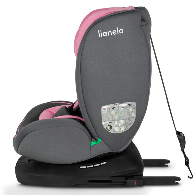 Scaun auto, Lionelo, Bastiaan i-Size, 4 in 1, Protectie laterala, Cu spatar inclinabil in 4 pozitii, Cu tetiera reglabila in 7 pozitii, Rotire 360 grade, Top Tether, 0-36 Kg, 40-150 cm, Cu Isofix, Conform cu ECE R129/03, Roz - gogobaby.ro