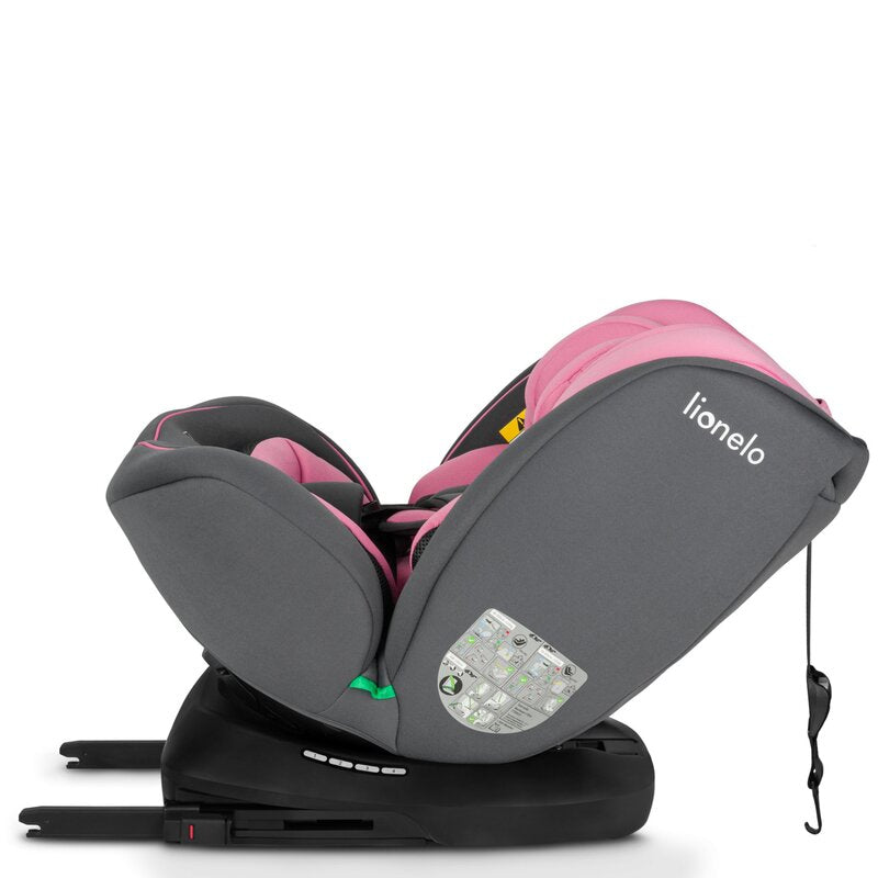 Scaun auto, Lionelo, Bastiaan i-Size, 4 in 1, Protectie laterala, Cu spatar inclinabil in 4 pozitii, Cu tetiera reglabila in 7 pozitii, Rotire 360 grade, Top Tether, 0-36 Kg, 40-150 cm, Cu Isofix, Conform cu ECE R129/03, Roz - gogobaby.ro